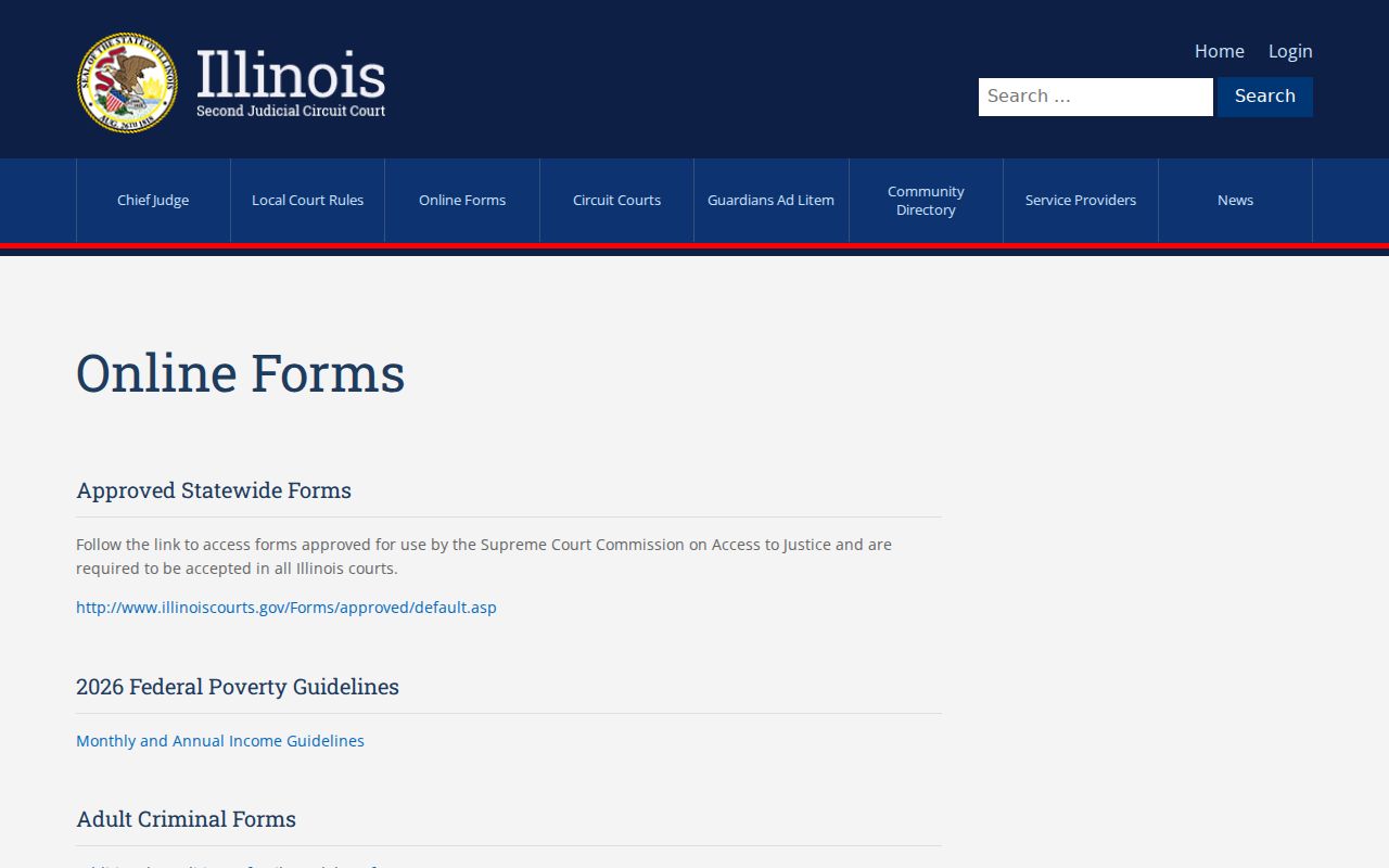Second Judicial Circuit and statewide court forms page