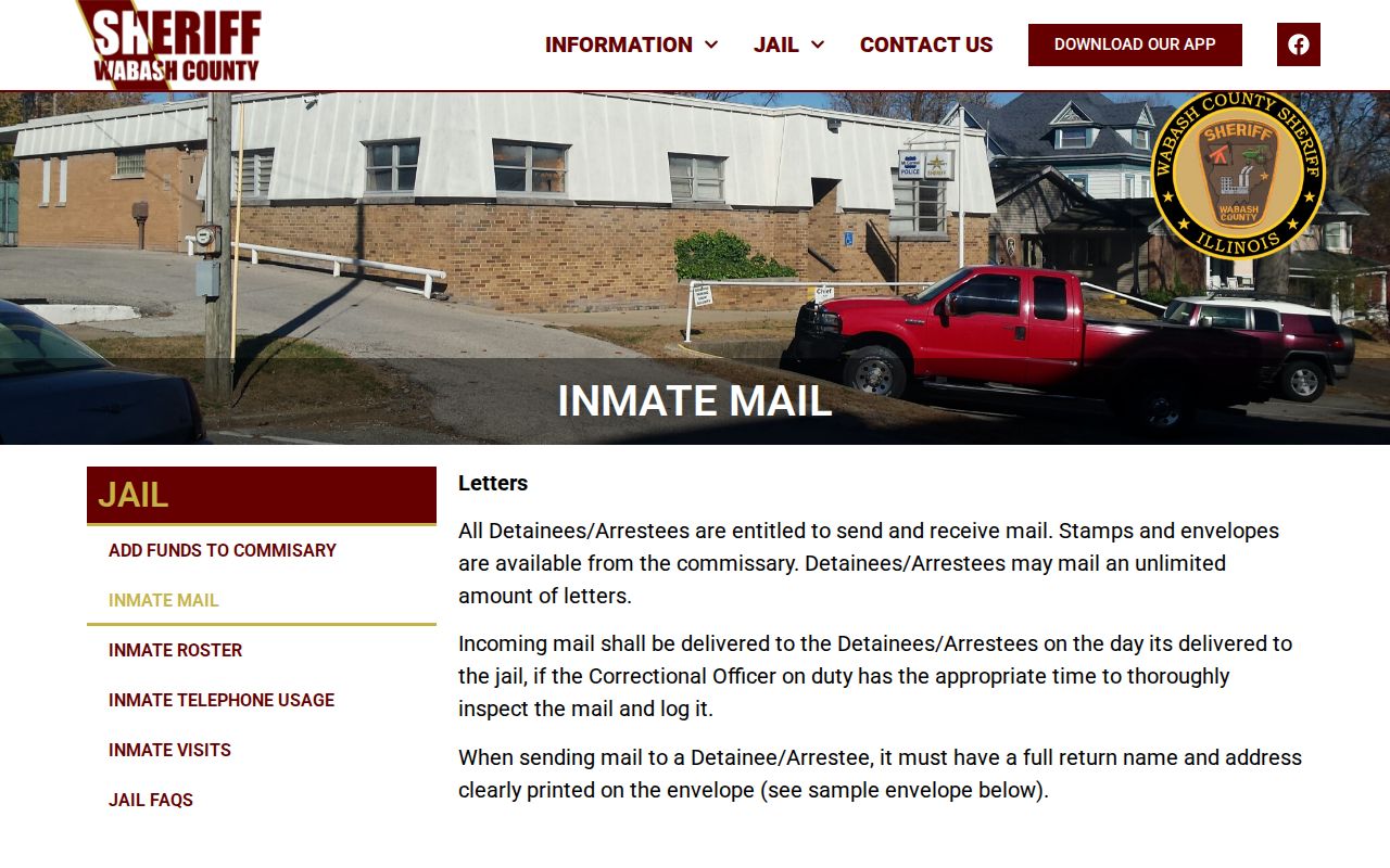 Official Wabash County Jail mail rules page