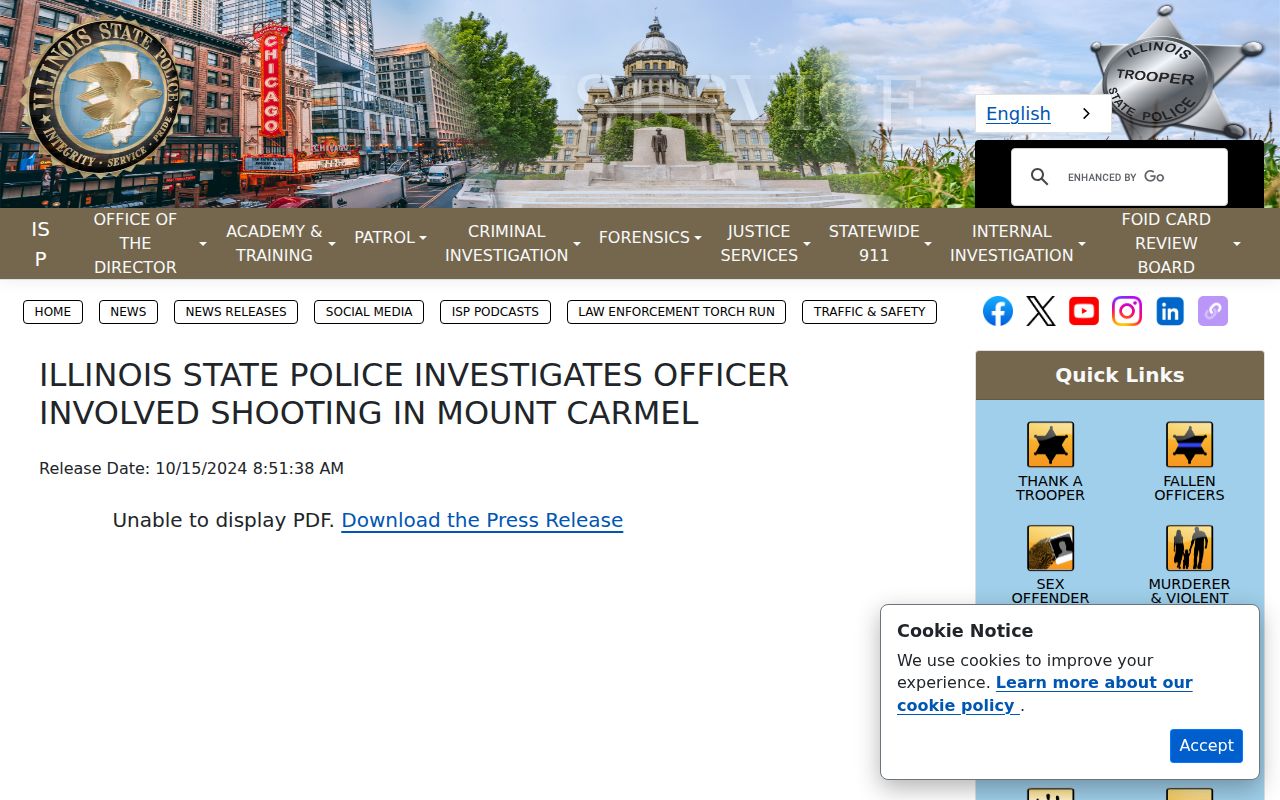 Illinois State Police release about an outside Mount Carmel investigation