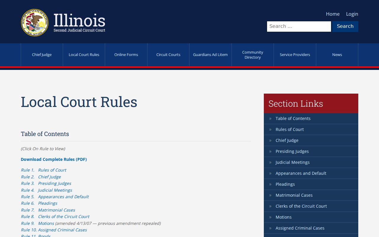 Second Judicial Circuit local court rules for Wabash County cases