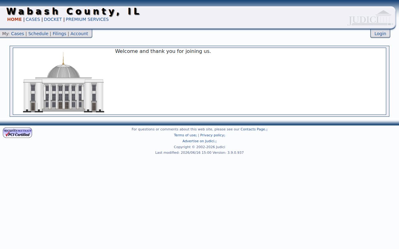 Wabash County Judici court landing page