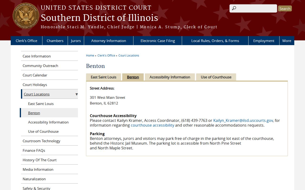 Official Benton federal courthouse information for Wabash County cases