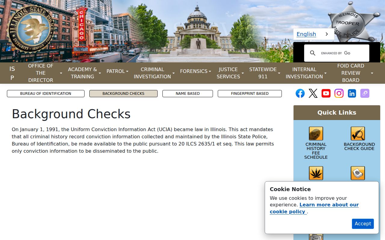 Illinois State Police Bureau of Identification criminal history overview